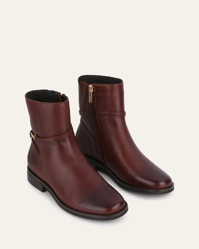 FLAT BOOTS Gilbert flat ankle boots chestnut leather jomercer Women FLAT BOOTS Gilbert flat ankle boots chestnut leather jomercer Women