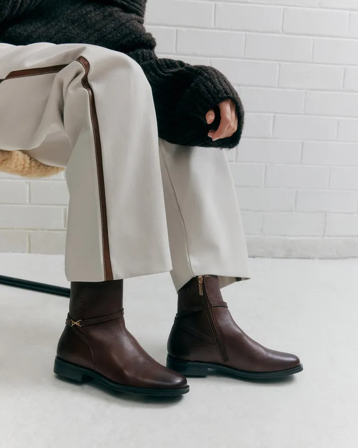 FLAT BOOTS Gilbert flat ankle boots chestnut leather jomercer Women FLAT BOOTS Gilbert flat ankle boots chestnut leather jomercer Women