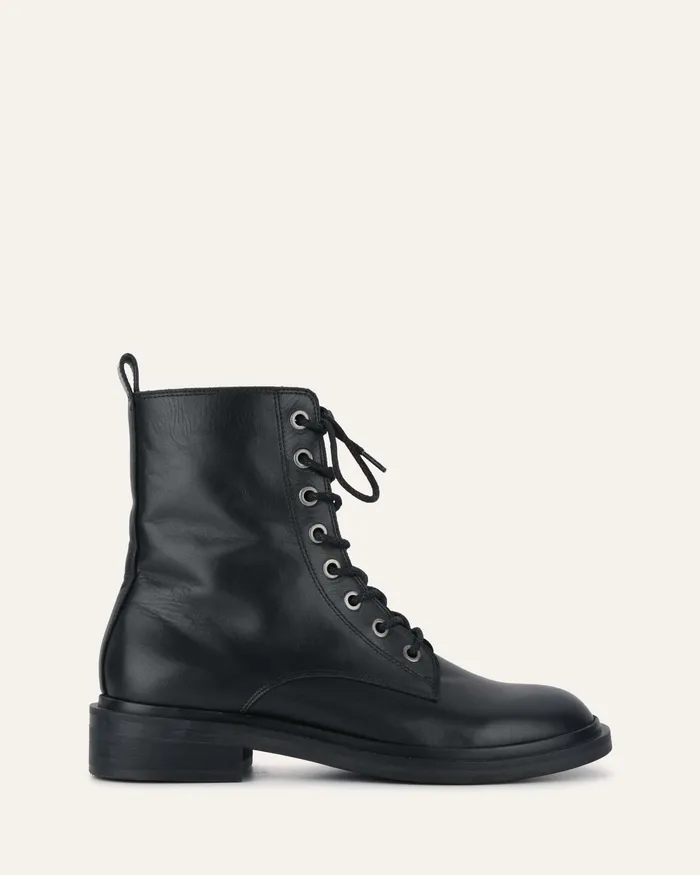 FLAT BOOTS Women Darwin flat ankle boots black leather jomercer