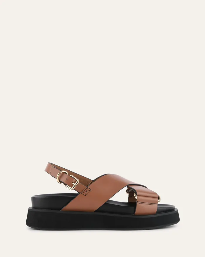 FLAT SANDALS Women jomercer Marley flat sandals dark tan leather