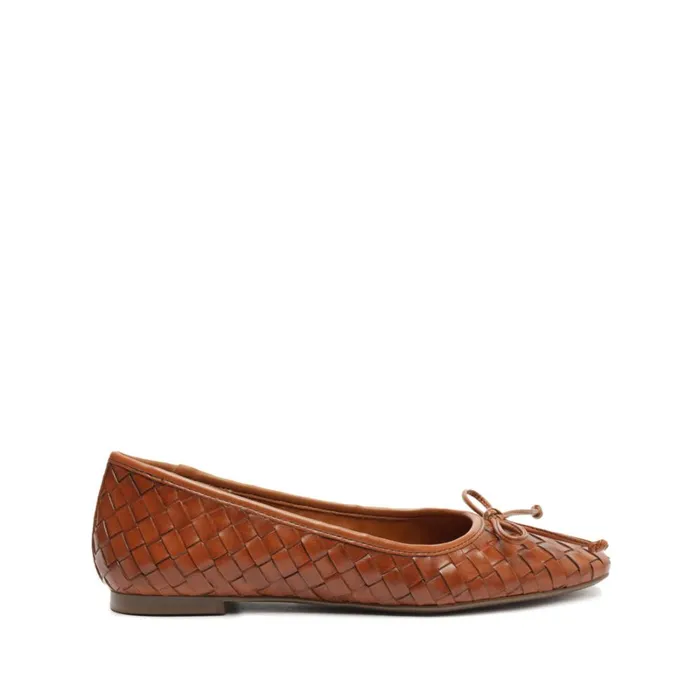 Flats Arissa Woven Leather Flat Honey Peach Schutz Shoes Ballerinas