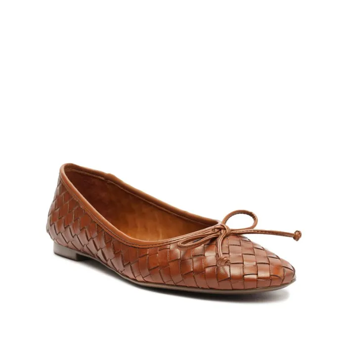 Flats Arissa Woven Leather Flat Honey Peach Schutz Shoes Ballerinas