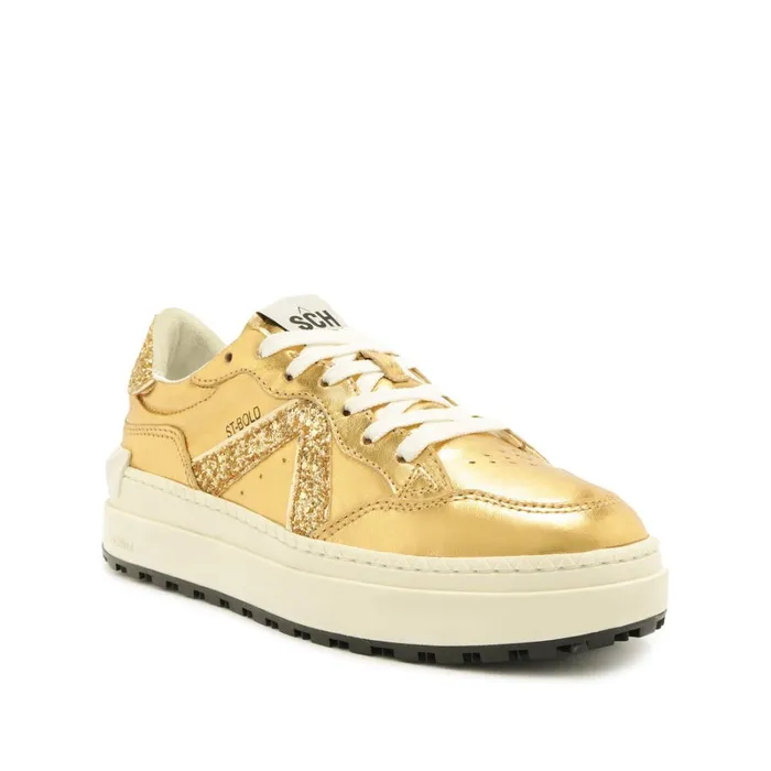 Flats STBOLD Leather Sneaker Gold Schutz Shoes Sneakers