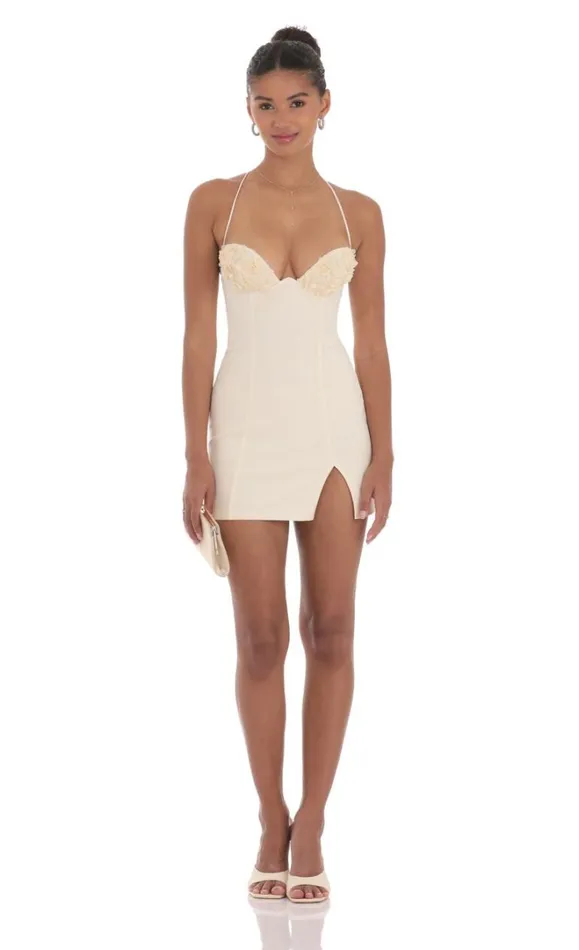 Floral Bust Fit And Flare Dress Cream Women LUCY IN THE SKY Mini Dresses Floral Bust Fit And Flare Dress Cream Women LUCY IN THE SKY Mini Dresses