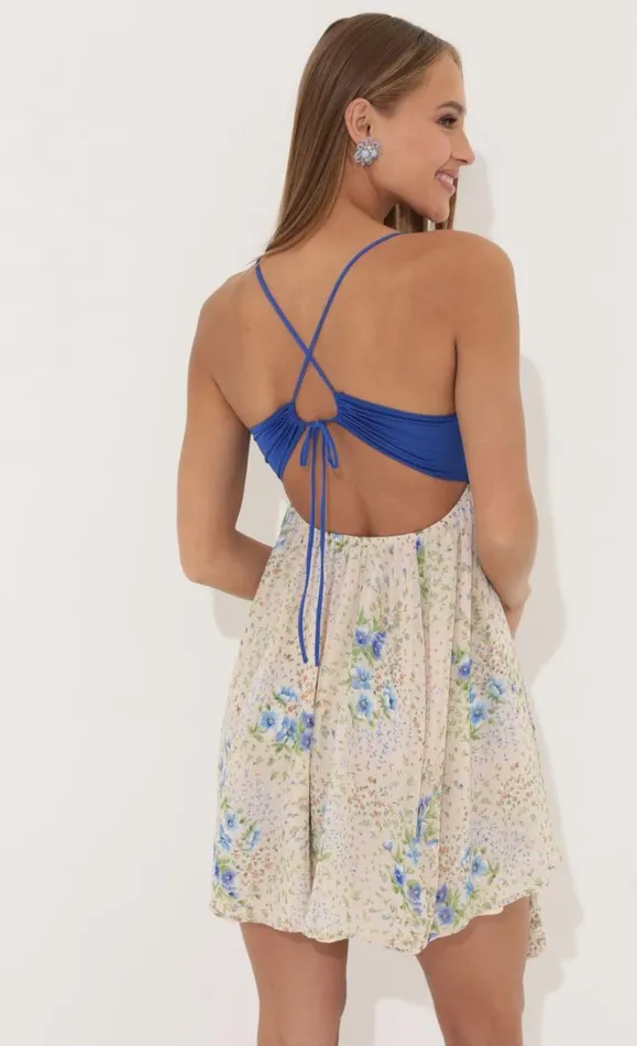 Floral Chiffon Baby Doll Dress Blue Women LUCY IN THE SKY Mini Dresses Floral Chiffon Baby Doll Dress Blue Women LUCY IN THE SKY Mini Dresses
