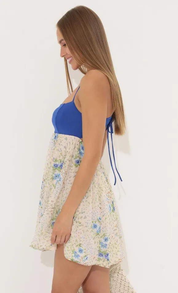 Floral Chiffon Baby Doll Dress Blue Women LUCY IN THE SKY Mini Dresses Floral Chiffon Baby Doll Dress Blue Women LUCY IN THE SKY Mini Dresses