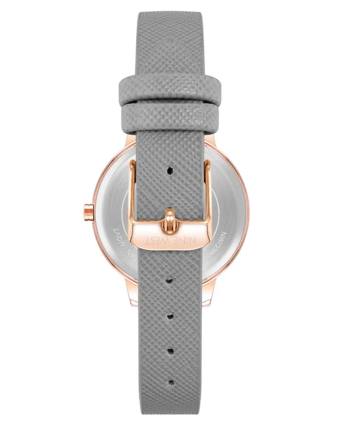 Floral Dial Saffiano Strap Watch Grey Women Nine West Straps Floral Dial Saffiano Strap Watch Grey Women Nine West Straps