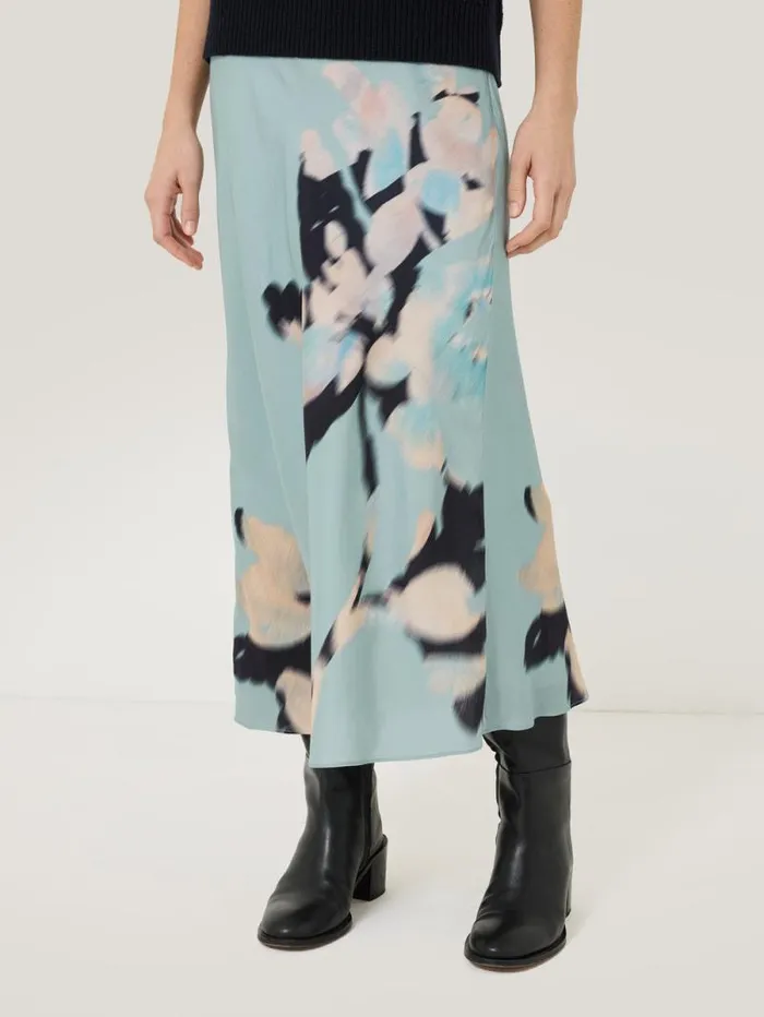 Floral Drift Silk Blend Skirt Blue Women Jigsaw Skirts