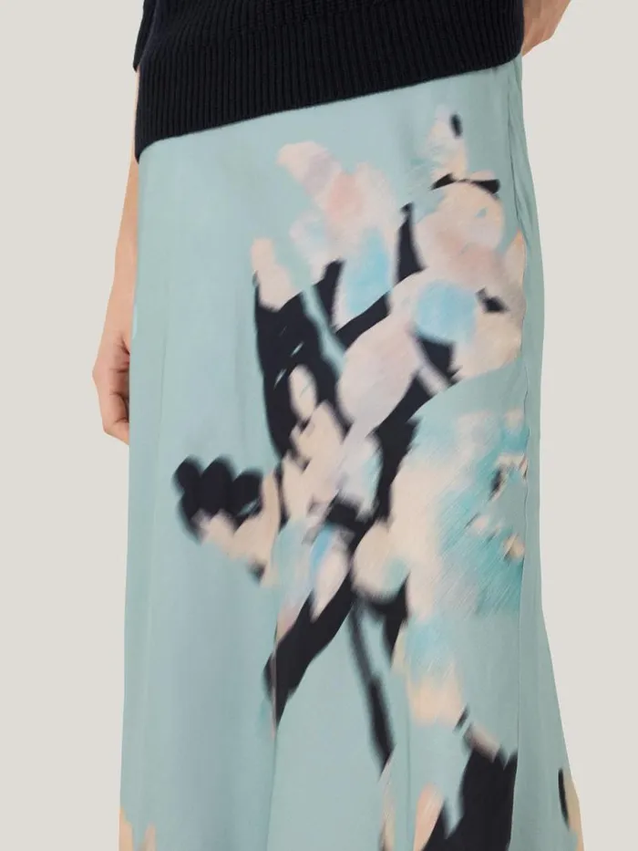 Floral Drift Silk Blend Skirt Blue Women Jigsaw Skirts