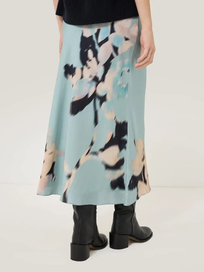 Floral Drift Silk Blend Skirt Blue Women Jigsaw Skirts