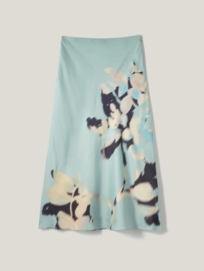 Floral Drift Silk Blend Skirt Blue Women Jigsaw Skirts