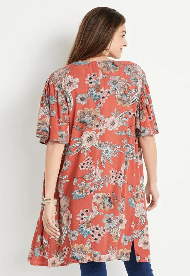 Floral Flutter Sleeve Kimono Women Maurices Tops