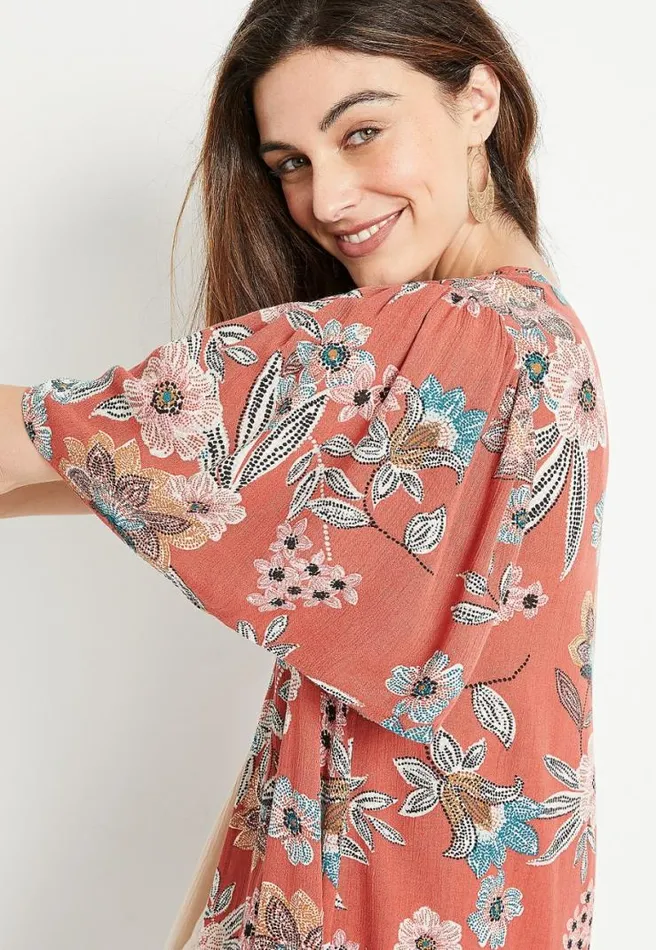 Floral Flutter Sleeve Kimono Women Maurices Tops