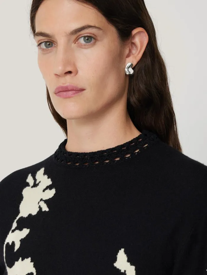 Floral Jacquard Knitted Dress Monochrome Women Jigsaw Coords