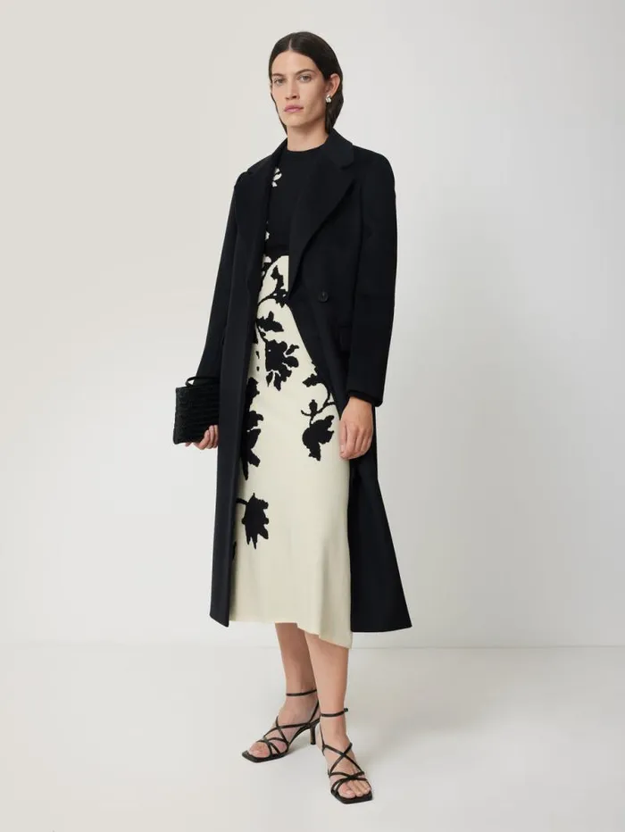 Floral Jacquard Knitted Dress Monochrome Women Jigsaw Coords