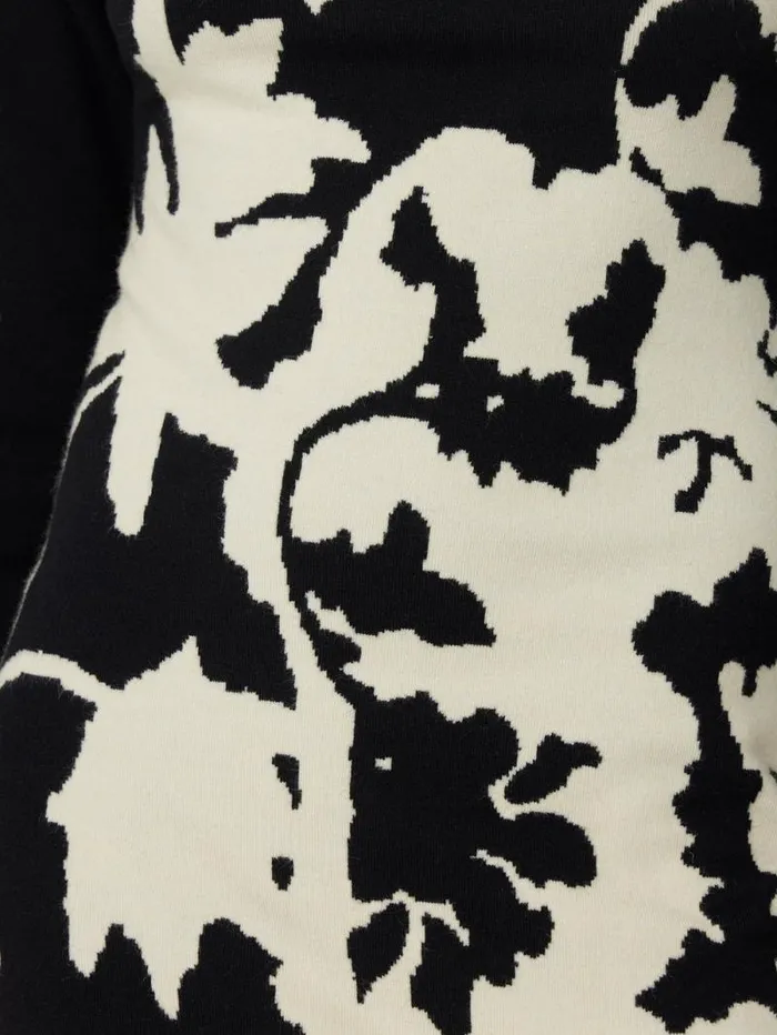 Floral Jacquard Knitted Dress Monochrome Women Jigsaw Coords