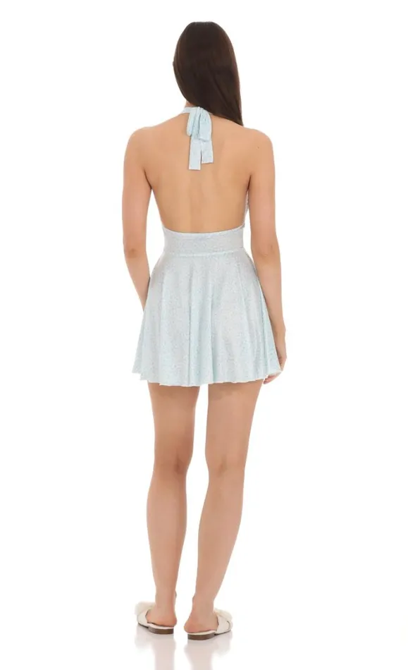 Floral Plunge Neck Dress Baby Blue Women LUCY IN THE SKY Mini Dresses Floral Plunge Neck Dress Baby Blue Women LUCY IN THE SKY Mini Dresses
