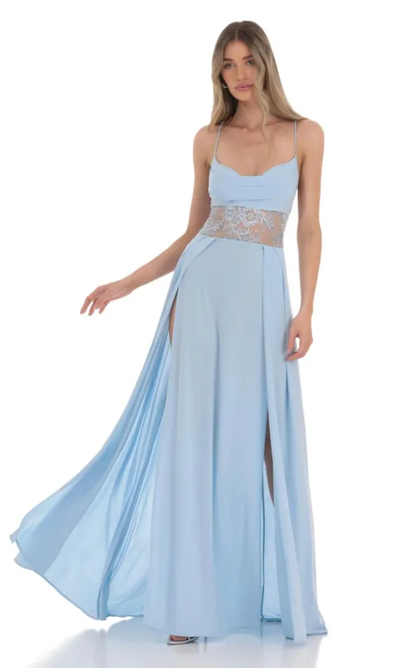 Floral Waist Slit Maxi Dress Light Blue Women LUCY IN THE SKY Maxi Dresses Floral Waist Slit Maxi Dress Light Blue Women LUCY IN THE SKY Maxi Dresses
