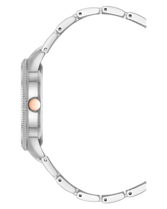 Flower Motif Dial Watch Silver Women Nine West Straps Flower Motif Dial Watch Silver Women Nine West Straps