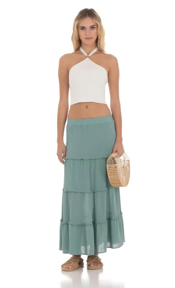 Flowy Maxi Skirt Sage Blue Women LUCY IN THE SKY Skirts Flowy Maxi Skirt Sage Blue Women LUCY IN THE SKY Skirts