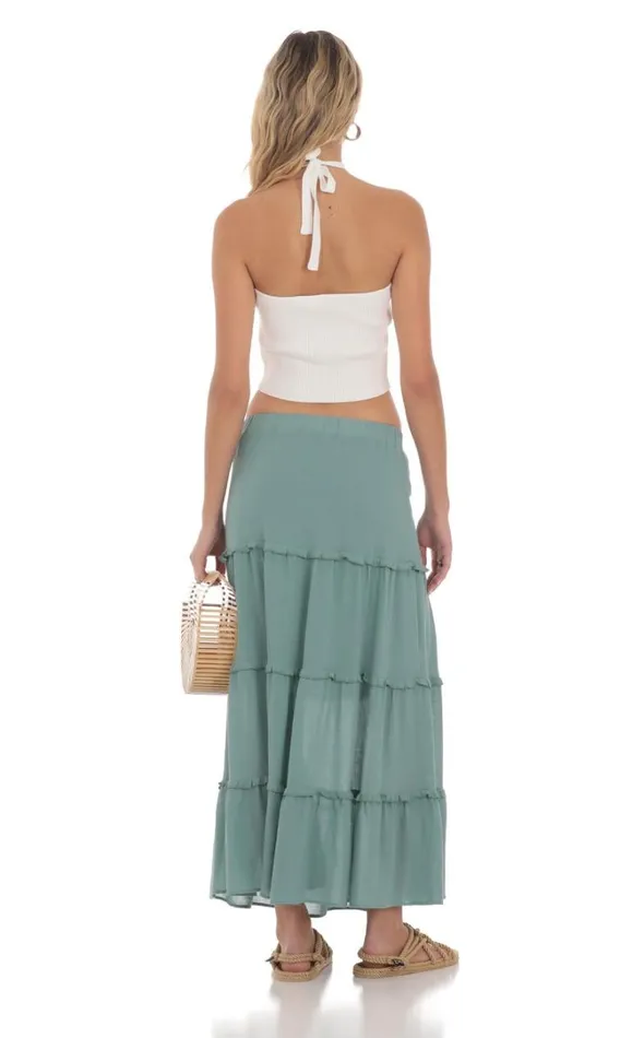 Flowy Maxi Skirt Sage Blue Women LUCY IN THE SKY Skirts Flowy Maxi Skirt Sage Blue Women LUCY IN THE SKY Skirts