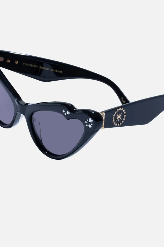 FLUTTERBY SUNGLASSES SOLID BLACK Solid Black WomensMens Camilla Sunglasses