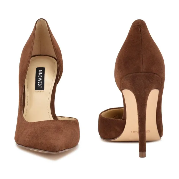 Folowe D039Orsay Pointy Toe Pumps Medium Brown Suede Women Nine West Heels Folowe D039Orsay Pointy Toe Pumps Medium Brown Suede Women Nine West Heels