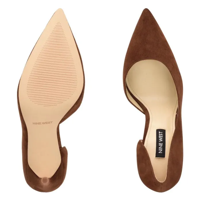 Folowe D039Orsay Pointy Toe Pumps Medium Brown Suede Women Nine West Heels Folowe D039Orsay Pointy Toe Pumps Medium Brown Suede Women Nine West Heels