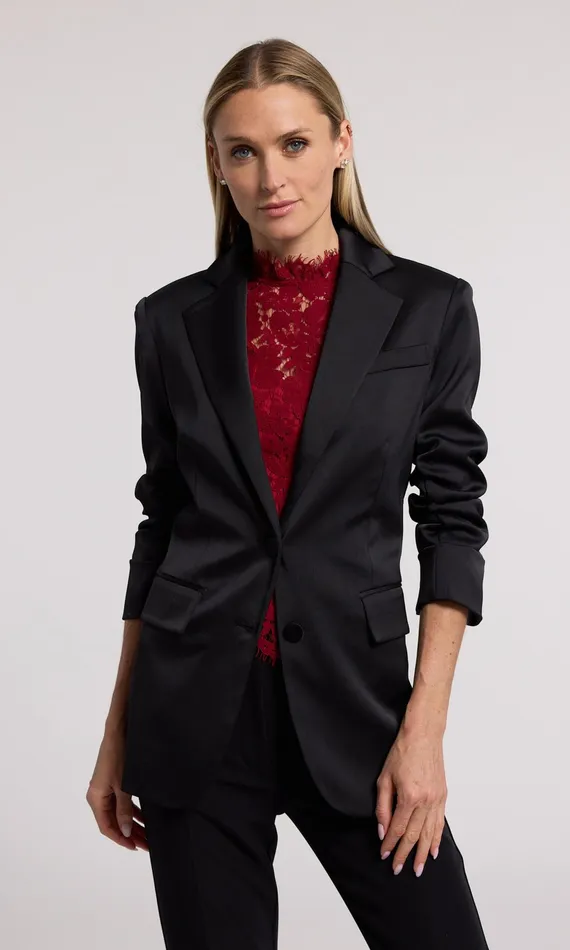 Generation Love Clothing Blazers and Jackets Drea Satin Blazer Black 8211 Women