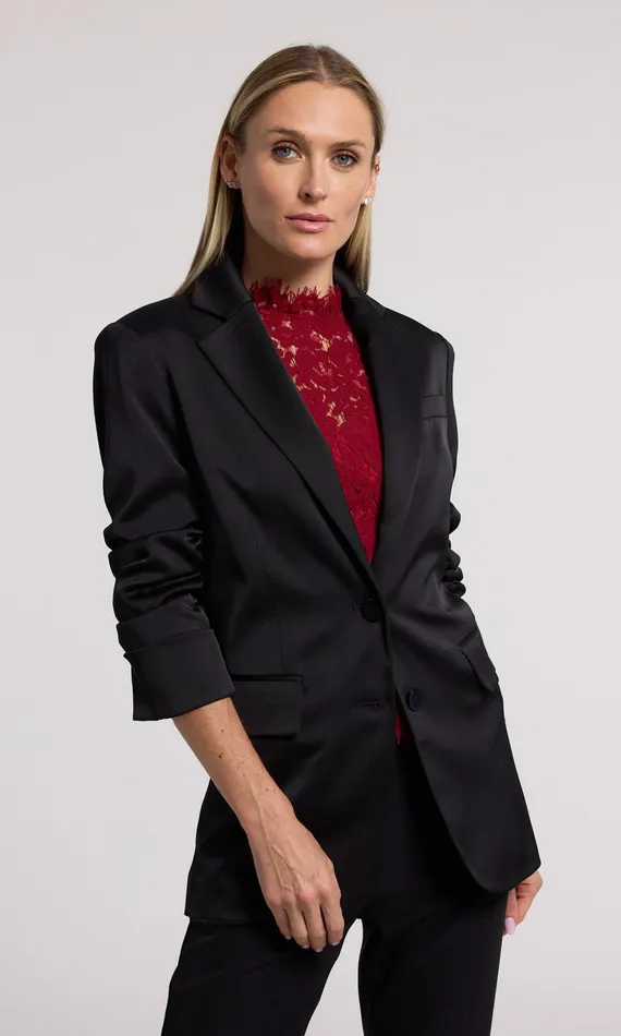 Generation Love Clothing Blazers and Jackets Drea Satin Blazer Black 8211 Women