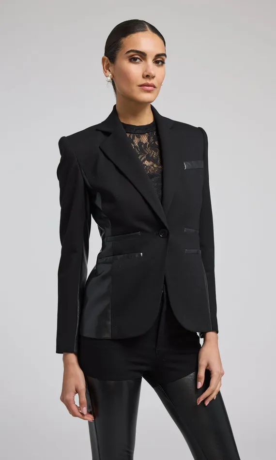 Generation Love Clothing Blazers and Jackets Gayle Vegan Leather Combo Blazer Black 8211 Women