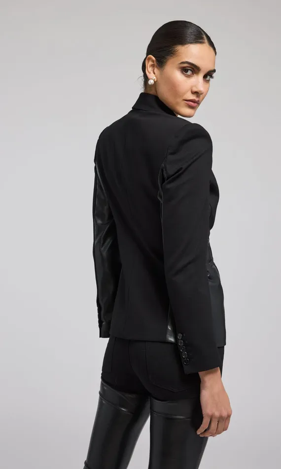 Generation Love Clothing Blazers and Jackets Gayle Vegan Leather Combo Blazer Black 8211 Women