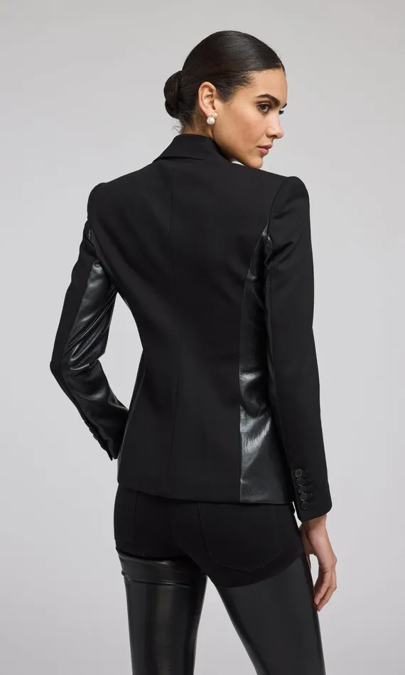Generation Love Clothing Blazers and Jackets Gayle Vegan Leather Combo Blazer Black 8211 Women