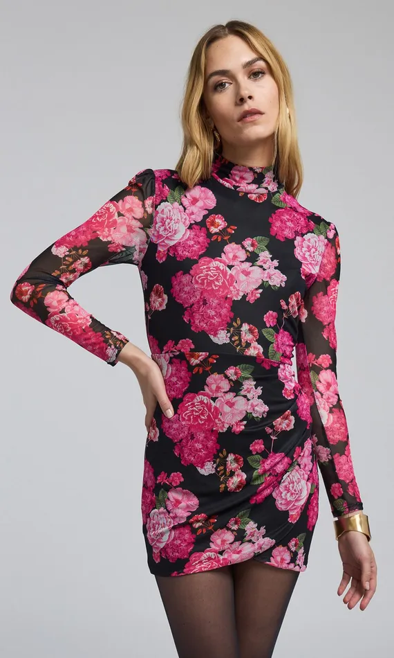 Generation Love Clothing Dresses Talulla Floral Mesh Mini Dress Black Floral Fantasy 8211 Women