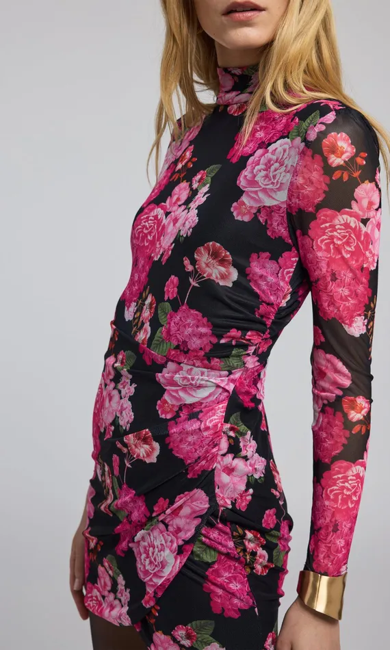 Generation Love Clothing Dresses Talulla Floral Mesh Mini Dress Black Floral Fantasy 8211 Women