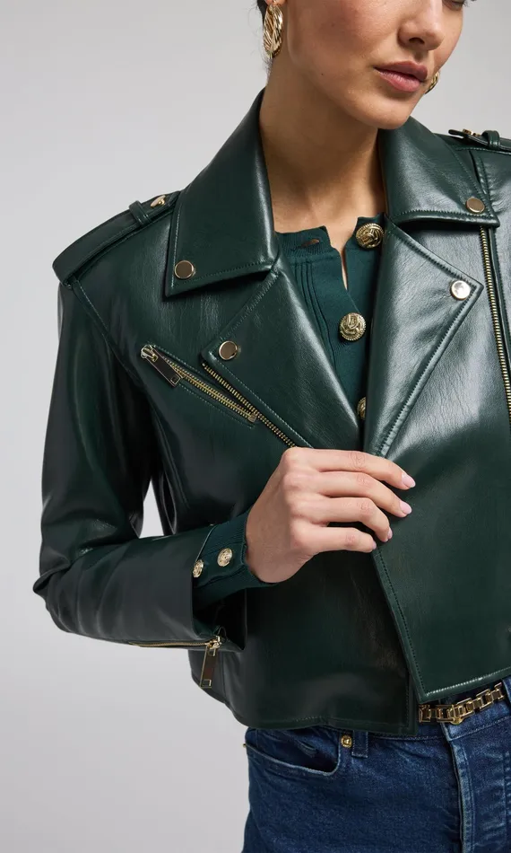 Generation Love Clothing Outerwear Cosita Vegan Leather Moto Jacket Forest 8211 Women