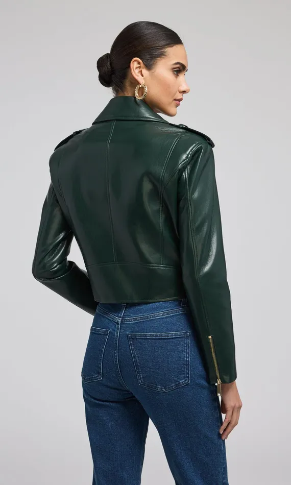 Generation Love Clothing Outerwear Cosita Vegan Leather Moto Jacket Forest 8211 Women