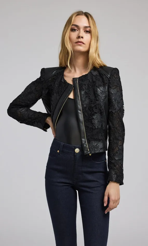 Generation Love Clothing Outerwear Dalma Vegan Leather Guipure Jacket Black 8211 Women