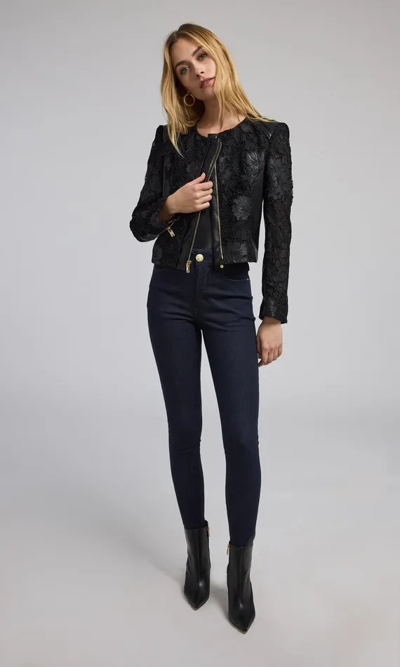 Generation Love Clothing Outerwear Dalma Vegan Leather Guipure Jacket Black 8211 Women