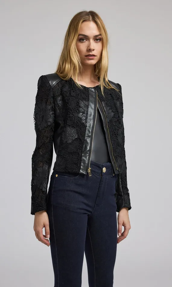 Generation Love Clothing Outerwear Dalma Vegan Leather Guipure Jacket Black 8211 Women