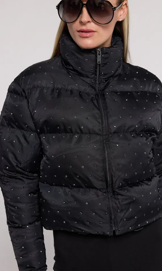 Generation Love Clothing Outerwear Rhoda Crystal Puffer Blackblack 8211 Women