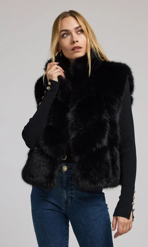 Generation Love Clothing Outerwear Rosario Faux Fur Vest Black 8211 Women