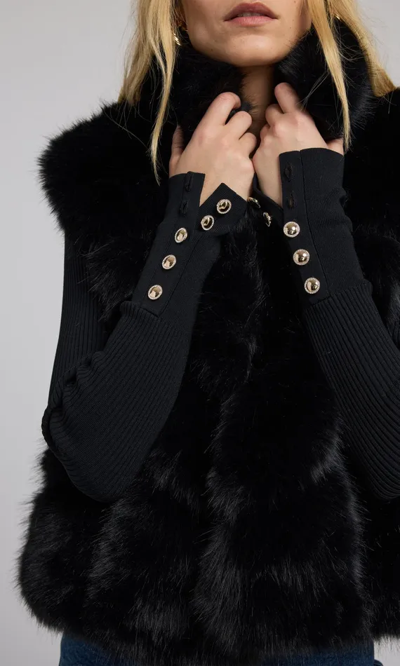 Generation Love Clothing Outerwear Rosario Faux Fur Vest Black 8211 Women