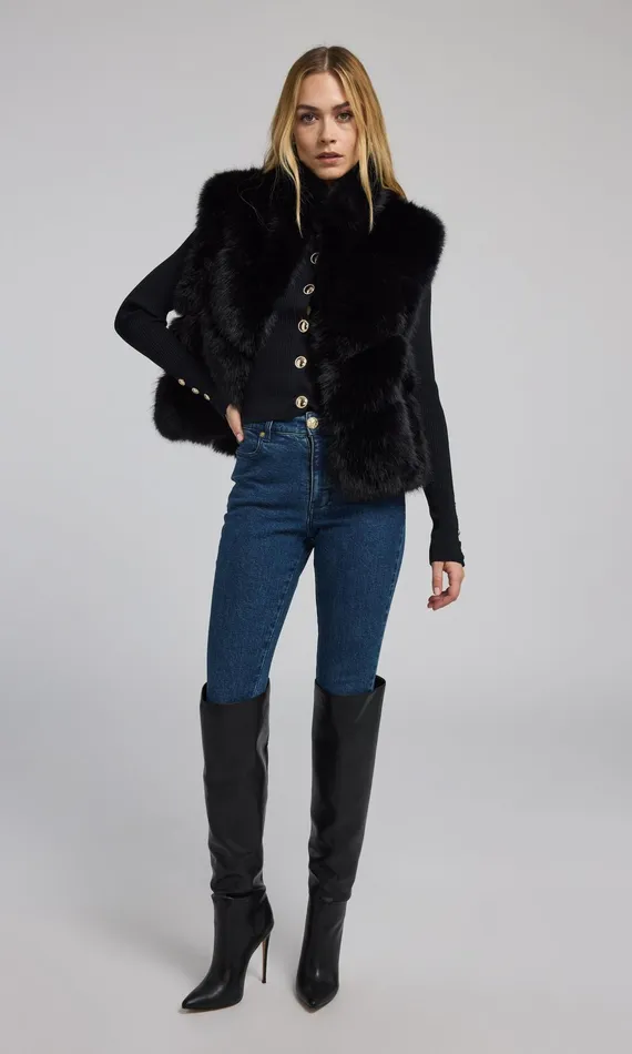 Generation Love Clothing Outerwear Rosario Faux Fur Vest Black 8211 Women
