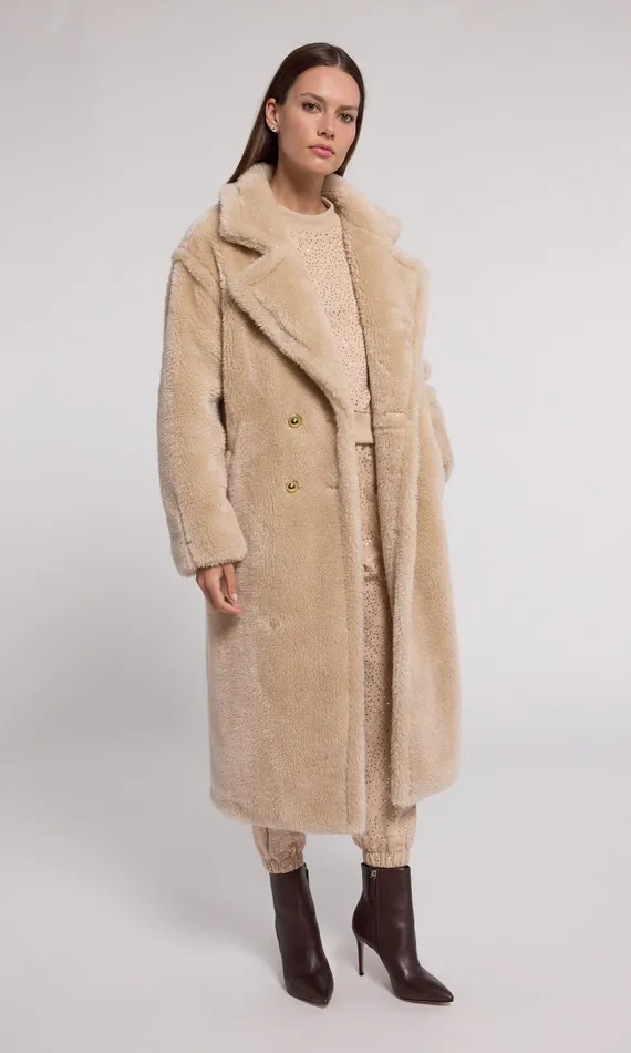 Generation Love Clothing Outerwear Terry Faux Lamb Fur Coat Truffle 8211 Women