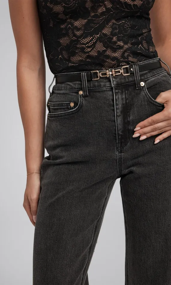 Generation Love Clothing Pants Emmett Denim Pants With Vegan Leather Belt Washed Black 8211 Women
