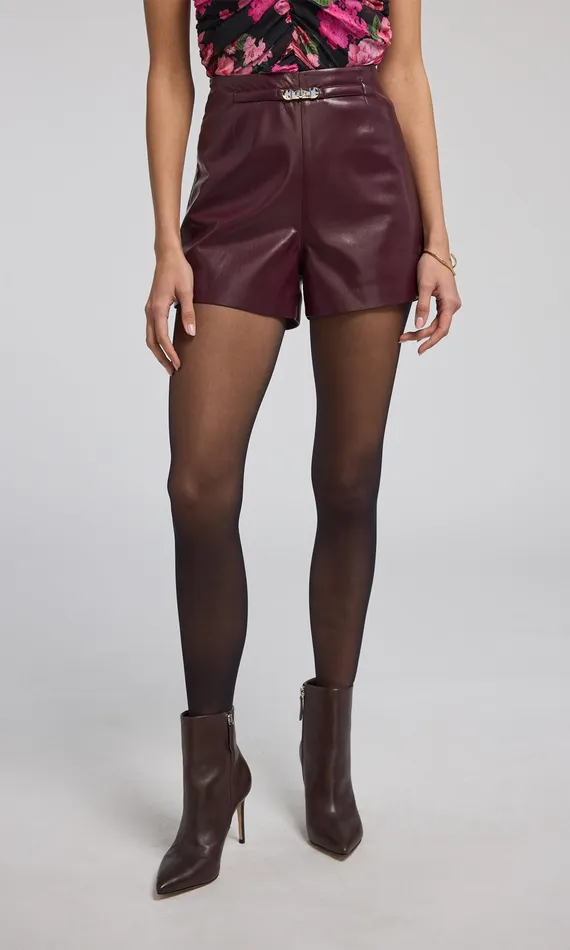 Generation Love Clothing Shorts Danny Belted Vegan Leather Shorts Malbec 8211 Women