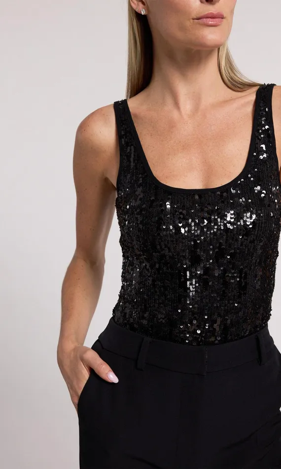 Generation Love Clothing Tops Dina Sequin Bodysuit Black 8211 Women
