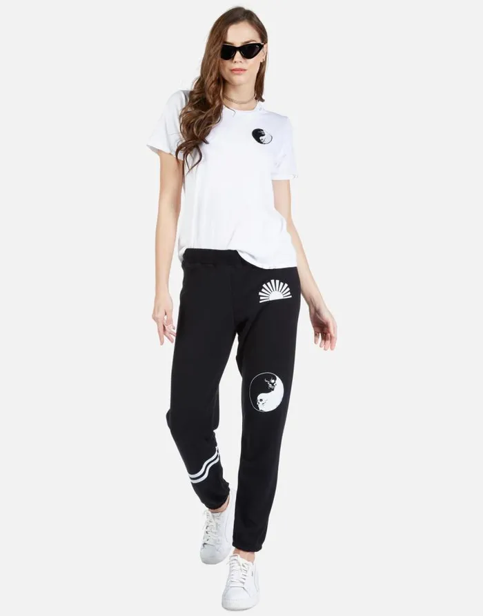 Gia Skull Yin Yang Black Women Lauren Moshi Long Sweatpants