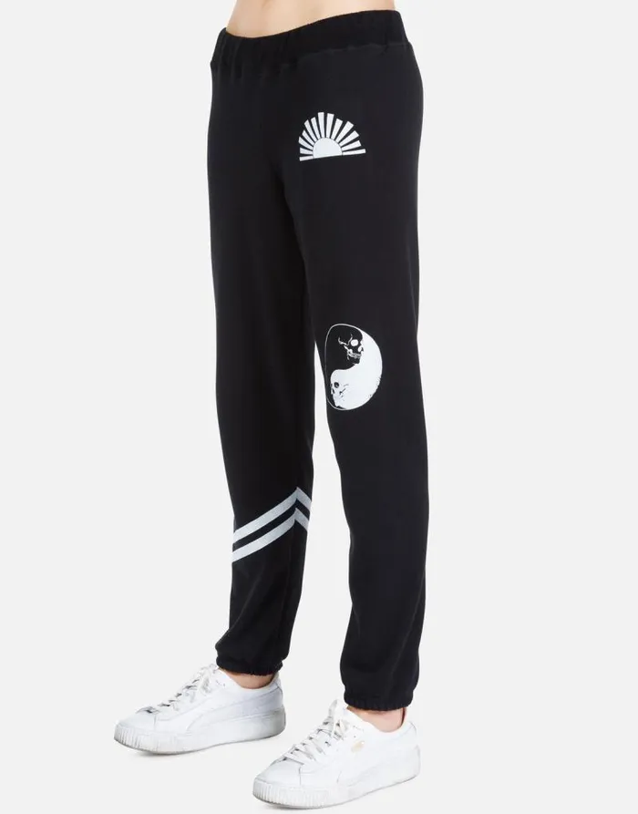 Gia Skull Yin Yang Black Women Lauren Moshi Long Sweatpants